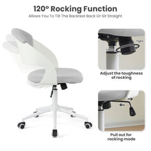 Load image into Gallery viewer, HYLONE Armless Office Chair Cute Desk Chair Set of 2, Comfy Fabric Task Vanity Chair with Wheels and Padded Back, Height Adjustable Swivel Computer Chair for Small Spaces, Grey