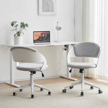 Load image into Gallery viewer, HYLONE Armless Office Chair Cute Desk Chair Set of 2, Comfy Fabric Task Vanity Chair with Wheels and Padded Back, Height Adjustable Swivel Computer Chair for Small Spaces, Grey