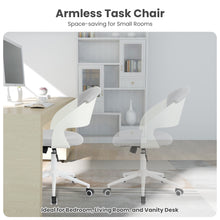 Load image into Gallery viewer, HYLONE Armless Office Chair Cute Desk Chair Set of 2, Comfy Fabric Task Vanity Chair with Wheels and Padded Back, Height Adjustable Swivel Computer Chair for Small Spaces, Grey