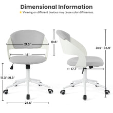 Load image into Gallery viewer, HYLONE Armless Office Chair Cute Desk Chair Set of 2, Comfy Fabric Task Vanity Chair with Wheels and Padded Back, Height Adjustable Swivel Computer Chair for Small Spaces, Grey