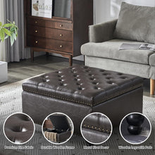 Load image into Gallery viewer, Square Storage Ottoman Bench Ottoman Coffee Table Bench Oversized Coffee Table Ottoman Bench with Storage for Living Room