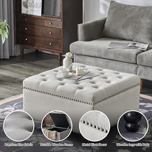 Load image into Gallery viewer, Square Storage Ottoman Bench Ottoman Coffee Table Bench Oversized Coffee Table Ottoman Bench with Storage for Living Room