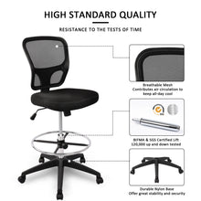 Load image into Gallery viewer, Mesh Drafting Chair Tall Office Chair Ergonomic Standing Desk Chair with Adjustable Foot Ring, Mid Back Swivel Computer Chair for Bar Height Table (Black)