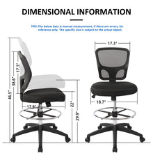 Load image into Gallery viewer, Mesh Drafting Chair Tall Office Chair Ergonomic Standing Desk Chair with Adjustable Foot Ring, Mid Back Swivel Computer Chair for Bar Height Table (Black)
