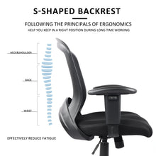 Load image into Gallery viewer, Ergonomic Mid Back Office Chair, Mesh Desk Computer Chair with Lumbar Support and Adjustable Arms, Black