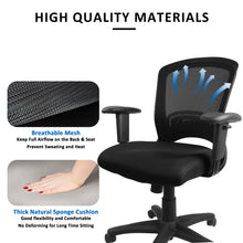 Load image into Gallery viewer, Ergonomic Mid Back Office Chair, Mesh Desk Computer Chair with Lumbar Support and Adjustable Arms, Black