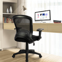 Load image into Gallery viewer, Ergonomic Mid Back Office Chair, Mesh Desk Computer Chair with Lumbar Support and Adjustable Arms, Black