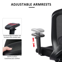 Load image into Gallery viewer, Ergonomic Mid Back Office Chair, Mesh Desk Computer Chair with Lumbar Support and Adjustable Arms, Black