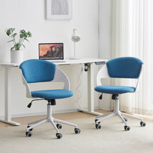 Load image into Gallery viewer, HYLONE Armless Office Chair Cute Desk Chair Set of 2, Comfy Fabric Task Vanity Chair with Wheels and Padded Back, Height Adjustable Swivel Computer Chair for Small Spaces, Grey
