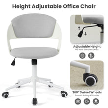 Load image into Gallery viewer, HYLONE Armless Office Chair Cute Desk Chair Set of 2, Comfy Fabric Task Vanity Chair with Wheels and Padded Back, Height Adjustable Swivel Computer Chair for Small Spaces, Grey
