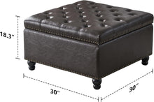 Load image into Gallery viewer, Square Storage Ottoman Bench Ottoman Coffee Table Bench Oversized Coffee Table Ottoman Bench with Storage for Living Room
