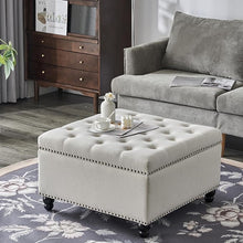 Load image into Gallery viewer, Square Storage Ottoman Bench Ottoman Coffee Table Bench Oversized Coffee Table Ottoman Bench with Storage for Living Room
