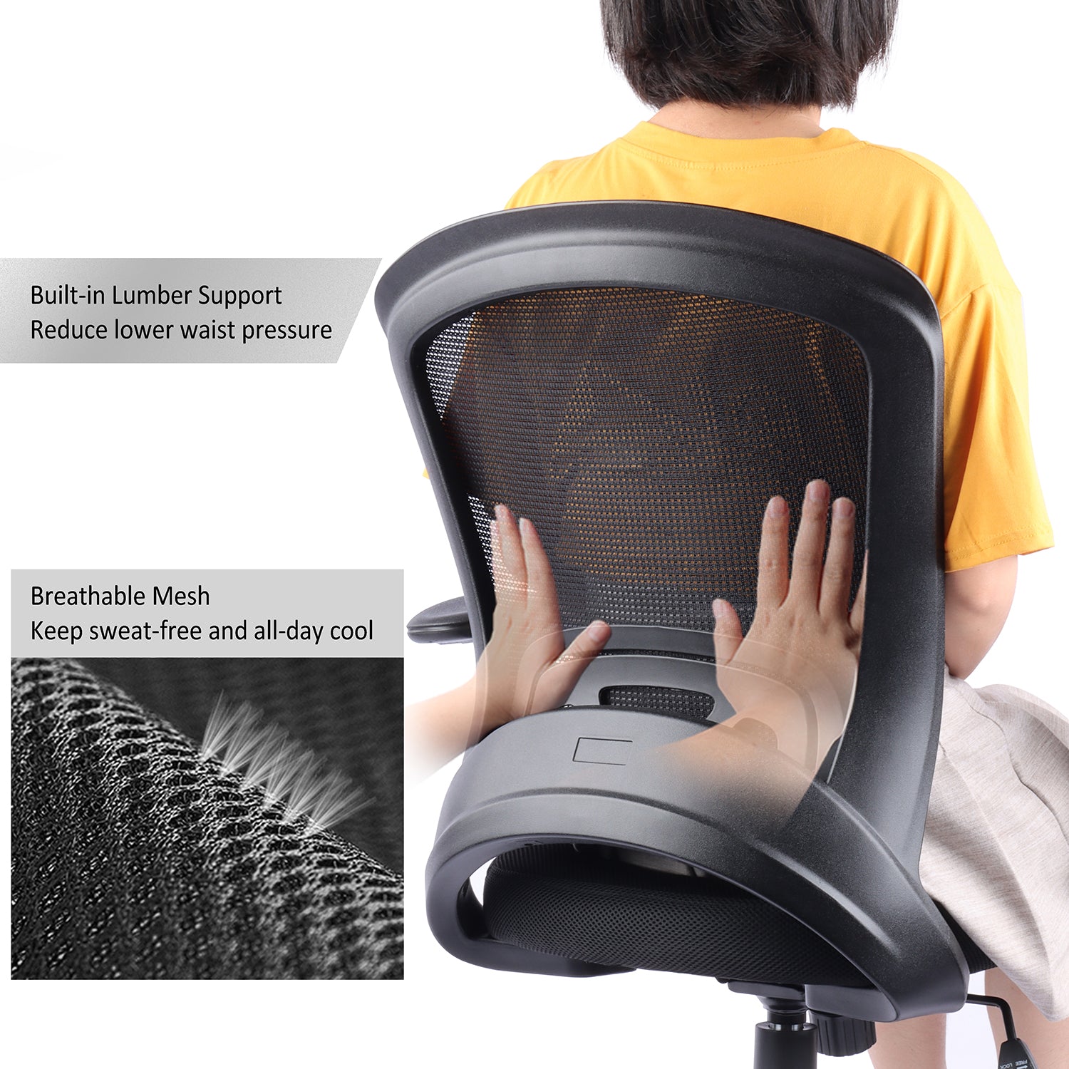 Ergonomic Mid Back Office Chair, Mesh Desk Computer Chair with