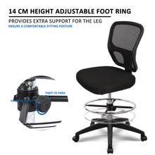 Load image into Gallery viewer, Mesh Drafting Chair Tall Office Chair Ergonomic Standing Desk Chair with Adjustable Foot Ring, Mid Back Swivel Computer Chair for Bar Height Table (Black)
