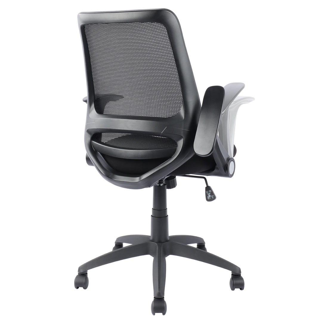Ergonomic Mesh Office Chair Desk Chair with Flip-up Arms Height Adjustable, Mid Back Computer Chair for Home Office (Black)